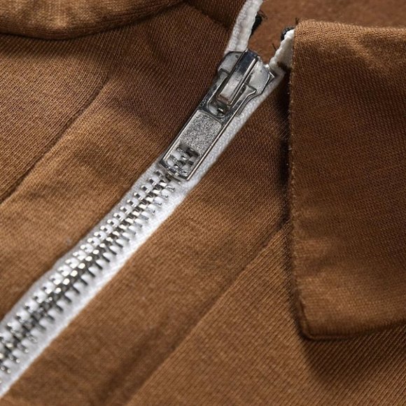 Brown Mens Zip Up Polo - Picture 5 of 5